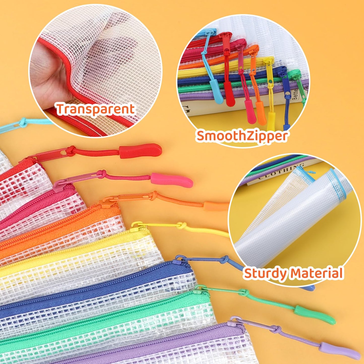 YOPCDJ 20pcs Mesh Zipper Pouch Bags, Puzzle Bags, A3 17x12 Inches Large Reusable Pouches for Organizing Classroom and Storage, Extra Large Zipper Pouch, Board Game Storage