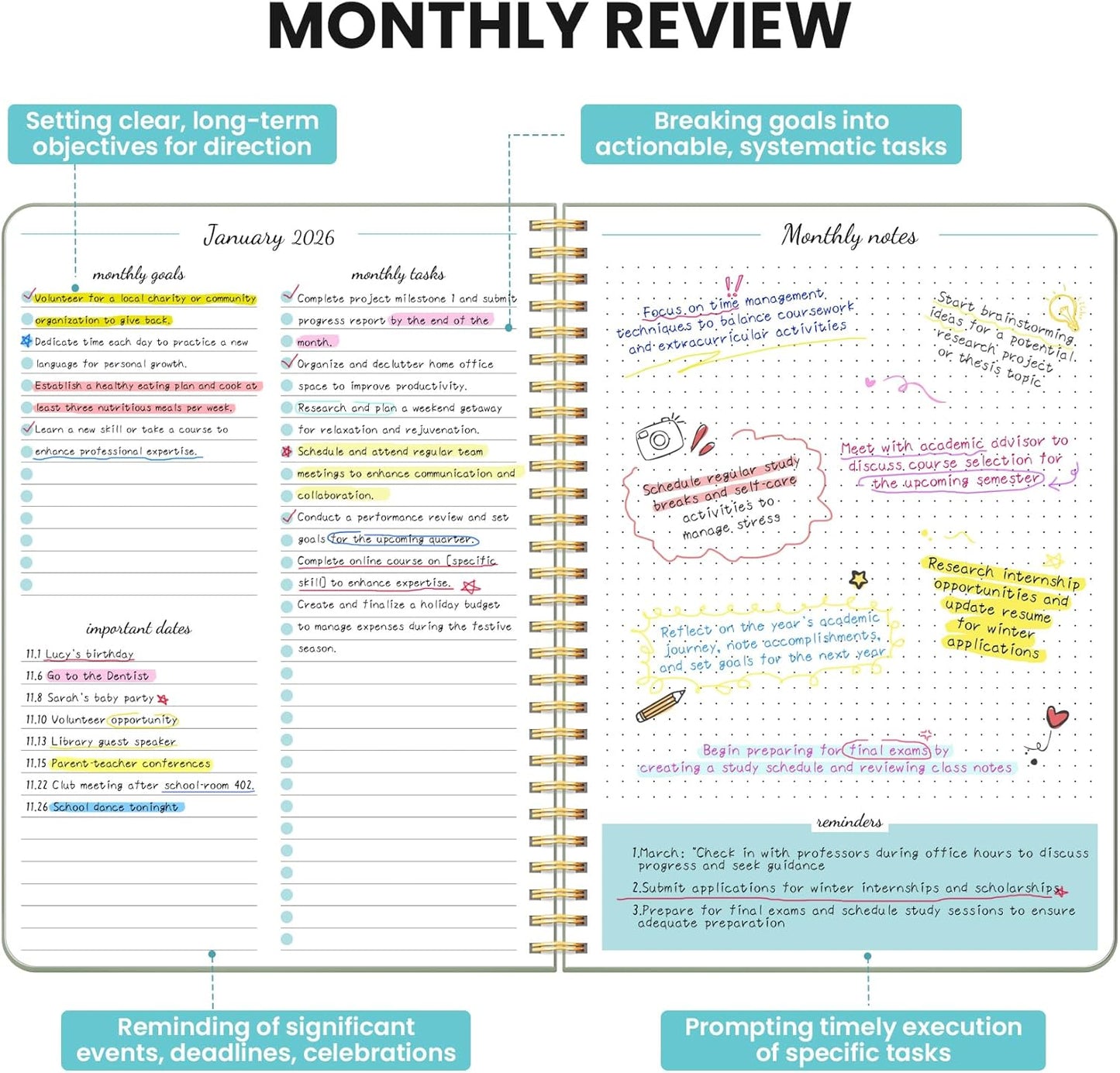 Skiennix Monthly Planner | 2026-2027 Academic Planner for Effective Organization