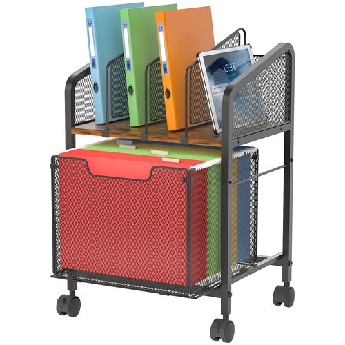 Tiaoheka Rolling File Cabinet with Adjustable Dividers, Mobile Filing Cabinet with Storage Drawer on Lockable Wheels, Hanging File Organizer Beside Under Desk for Office, Home（Patent Pending）