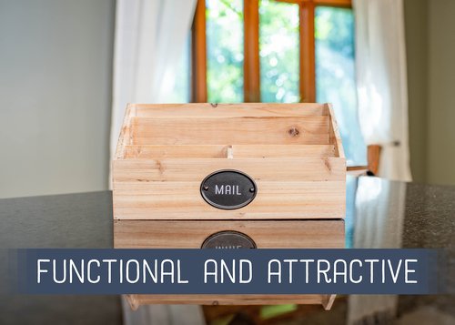 Nat & Jules Mail Natural Woodgrain 11.5 x 6 Wood Desk Holder Organizer