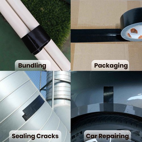 TAPEBEAR 12 Rolls Duct Tape Heavy Duty Waterproof 1.88" x 35 Yards, 16.5mil Thick Strong Tape, UV Resistant, All-Weather, No Residue, Super Strength for Industrial Use Indoor Outdoor Repairs, Black
