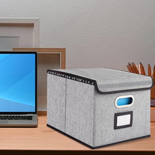 EXLIFBAG Portable File Organizer Box - Collapsible Storage Solution for Home/Office | 2 Pack