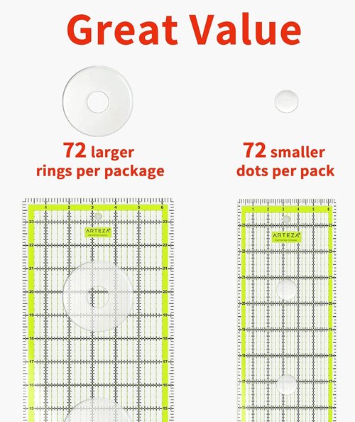 Birllaid Non-Slip Adhesive Rings | 144 Pack of True Grips for Quilting Rulers - 72 Large & 72 Small