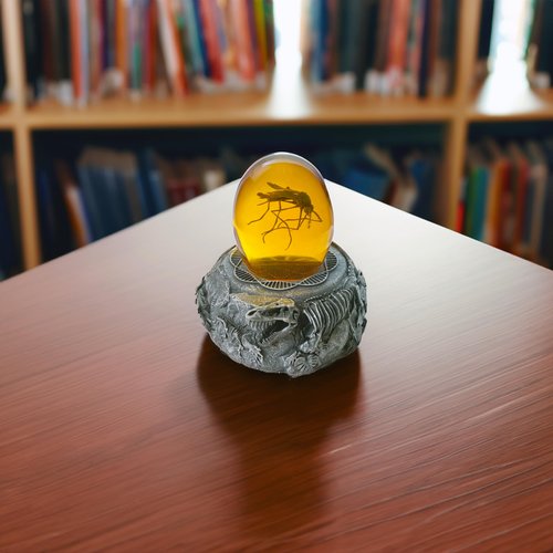 VEOJEIN Mosquito in Amber and Jurassic Base | Dinosaur Fossil Decor and Collectable Gift | Skeletin Figurines | Dinosaur DNA Replica Prehistoric World | Collectable Prop | Paper Weight