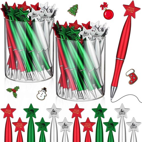 Cholemy 150 Pcs Christmas Ballpoint Pen with Star Holiday Pen Bulk Christmas Gifts Believe Pens 1.0 mm Black Ink Ballpoint Pens for Kid Adults Xmas Party Student School Office Home Supplies