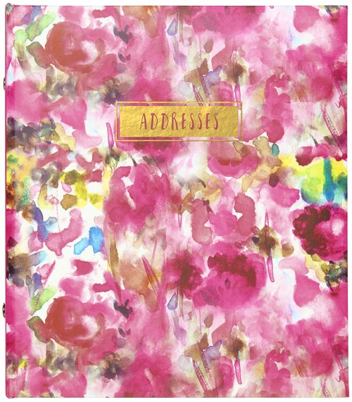 C.R. Gibson Floral Watercolor Refillable 6-Ring Address Book, 440 Entries, 6.5" W x 7.25" L
