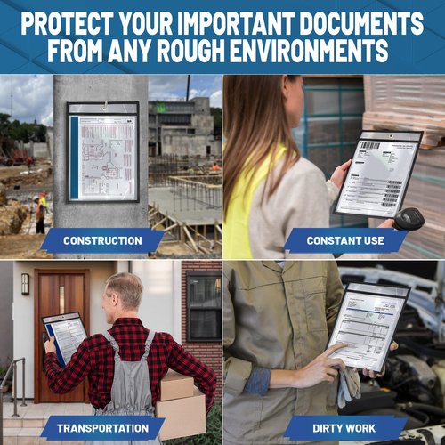 30 Pack Job Ticket Holders 8.5x11 - Work Order Plastic Sleeves for Documents - 8 1/2 x 11 Shop Ticket Holders - Dry Erase Pocket Sleeves - Dry Erase Pockets - Dry Erase Sleeve - Clear Pocket Sleeve