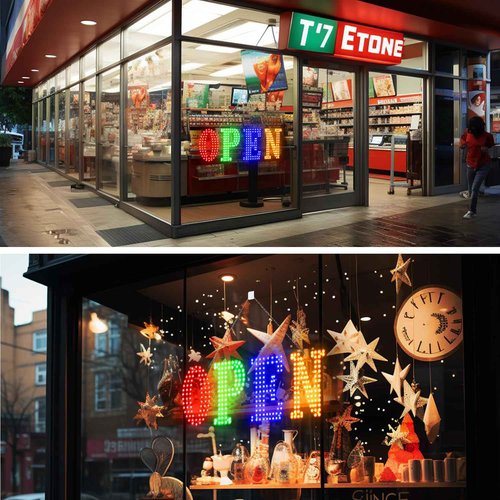 30'' x 10" Led Open Signs for Buisness with Remote Control Ultra Bright Red&Green&Blue&Yellow Open Sign Adjustment Brightness & Speed - 14 Mode, for Storefront Window Shop Store Restaurant Office Hotel