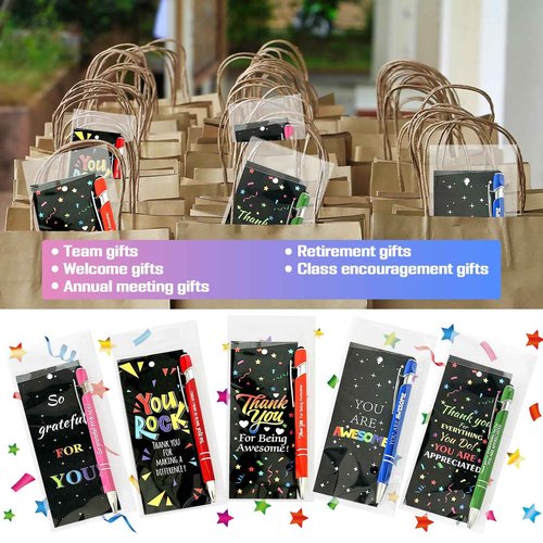 Aartner 60 Sets Employee Appreciation Gifts Pens Bulk Staff Thank You Gifts with Bookmarks Favors Items Black Ink Ballpoint Pen Inspirational for Collegue Party Guests Her Him Women Men Friends