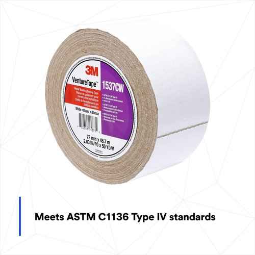 3M Metal Building Facing Tape 1537CW, White, 72 mm x 45.7 m (Pack of 1)