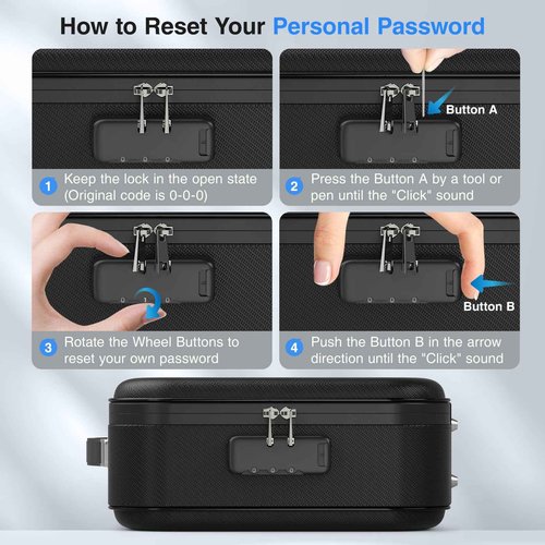FUZVOL Fireproof Document Box Hard Case Fire Proof Safe with Lock Important Document Organizer Hard-Shell Design Waterproof Portable File Organizer for Certificates Valuables Storage, Black