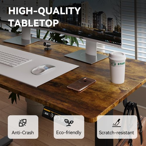 Gamork Electric Standing Desk Adjustable Height Stand Up Desk Ergonomic Sit Stand Desk for for Work Office Home Computer Desk Workstation (Rustic Brown C65, 48 * 24)