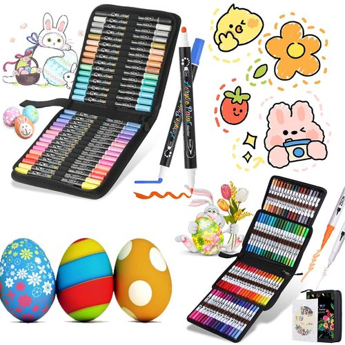 ZSCM 30 Colors Dual Tip Acrylic Markers & 72 Colors Duo Tip Brush Markers