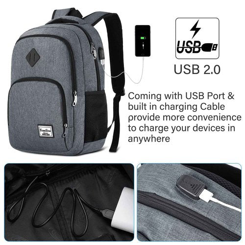 YAMTION 17.3 Inch Travel Backpack for Men and Women,School Bookbag for Teenager,Computer Backpack with USB Charging port for Business Work College Travel Trip