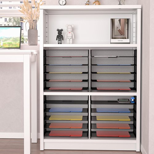 Vanulee 5 Tier Mesh Letter Tray File Organizer, Black, 15.2 x 9.5 x 13.4 inches, Office File Folder Holder, Space Saving, A4/Legal/Letter Size