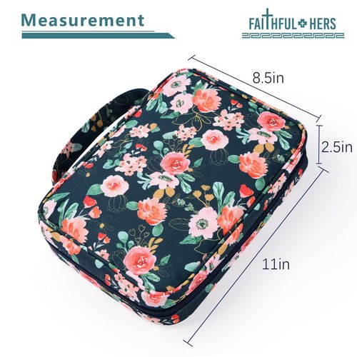Bible Covers Case for Women Medium Large Bible Carrying Cases Holder 11“x8.5”x2.5" Floral Bible Book Carrier Tote Bags with Pockets Handles Zipper Christian Accessories Gifts