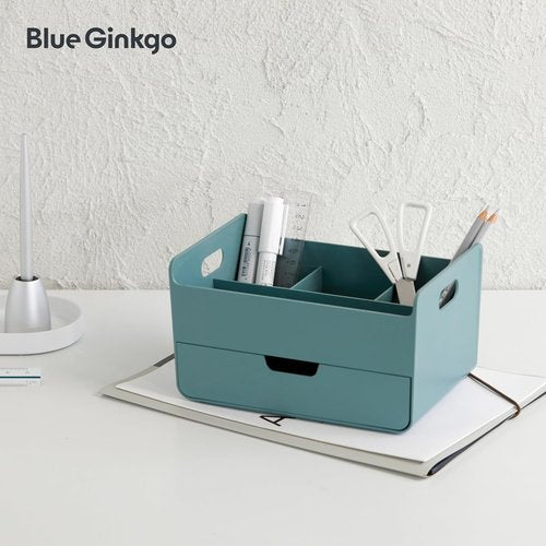 Blue Ginkgo Portable Desk Organizer - Compact 3-Compartment Storage for Office & Crafts | Green