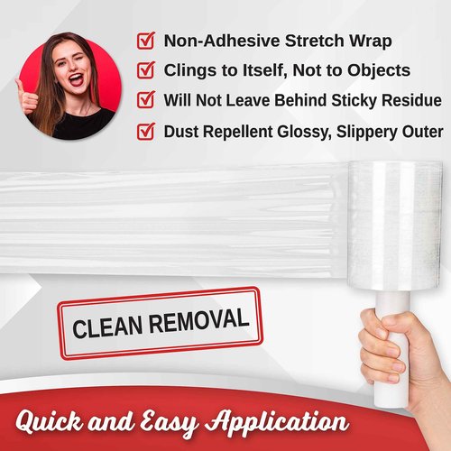 8 Pack Industrial Strength Mini Hand Stretch Wrap 5" 1000 Ft. Roll 80 Gauge Thick, Shrink Wrap Roll for Moving Supplies, Furniture, Pallets, Plastic Wrap for Packing, Heavy Duty Stretch Film
