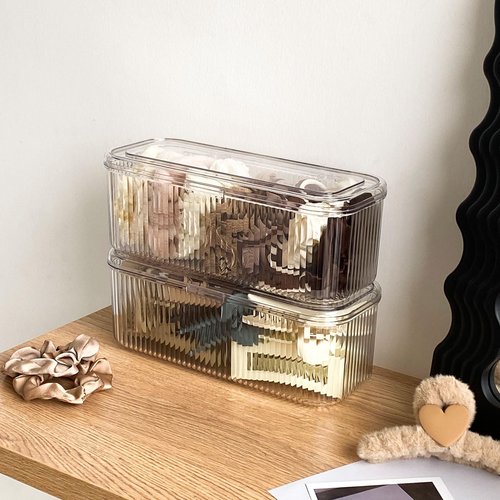 NINEWEEN 3 Pack Clear Pen Organizer for Desk Drawer, Plastic Home Office Supplies Storage Container for Marker, Crayons, Brushes, Mini Toys, Art Crafts, Pencil Case with Lid