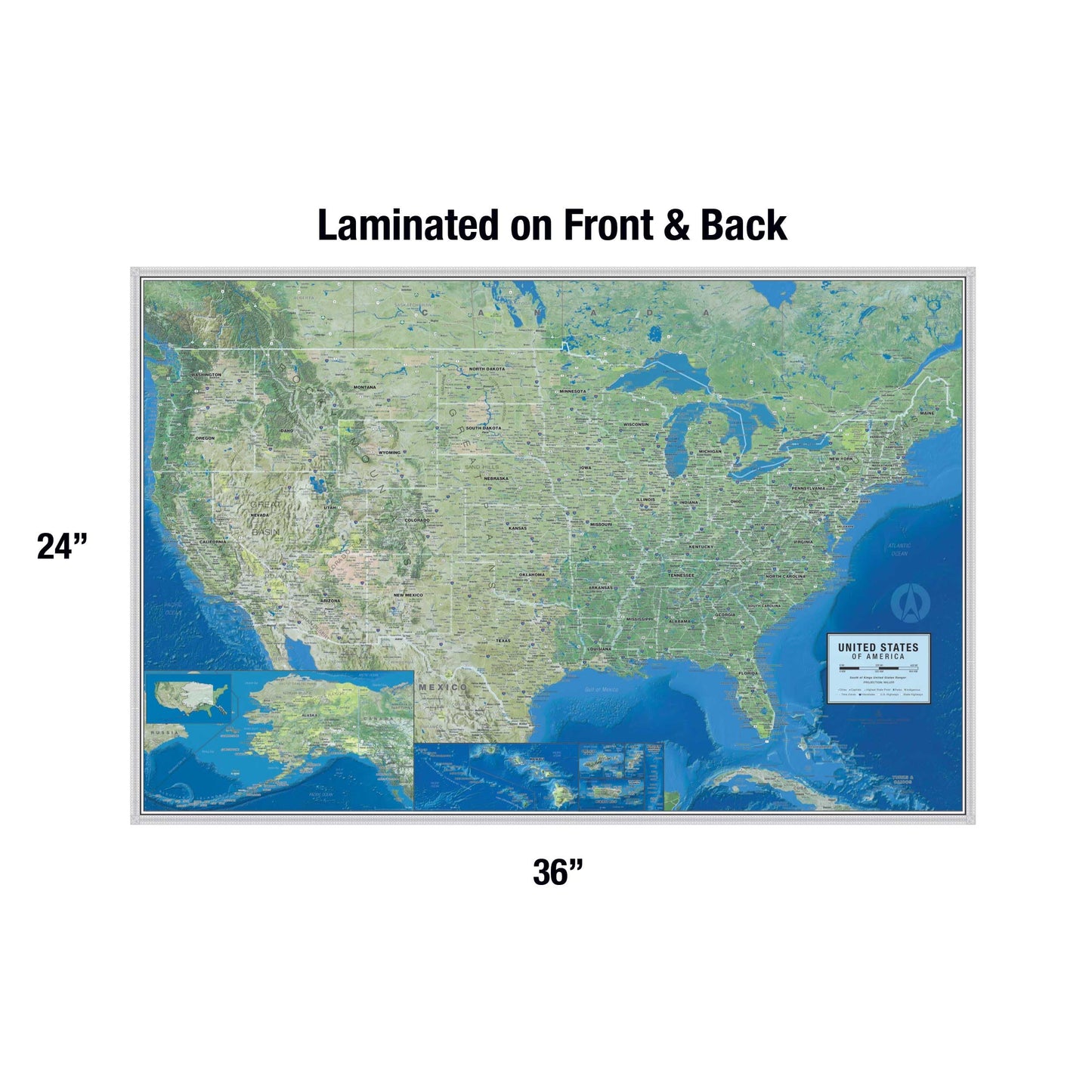 Laminated United States Ranger Map Poster | Physical Style Map | Includes The Most Legible Location Labels | 36” x 24” | Shipped Rolled in a Tube, Not Folded | Great for The Home, Office, or Classroom...