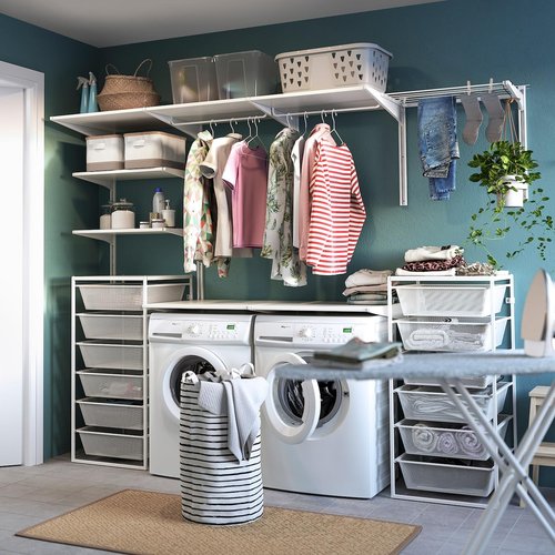 Mesh Drawer Storage System with 6 Tiers, White Metal Frame, 19.625W x 20.125D x 41H inches