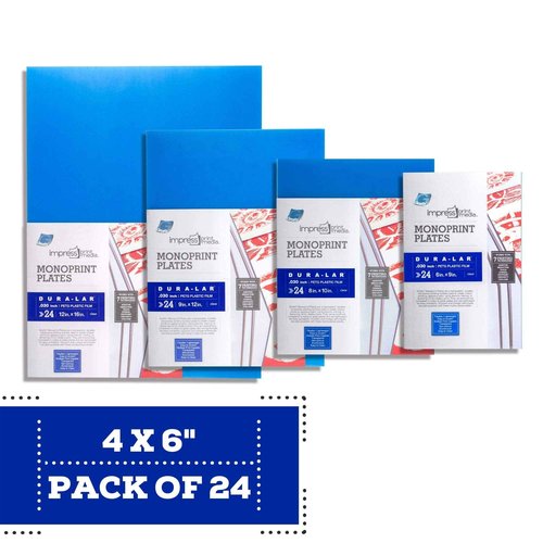 Grafix Impress Print Media Monoprint Plate – 4 x 6”, Pack of 24 – Transparent, Lightweight, Non-Porous .030” Dura-Lar Monoprinting Surface, Economical Alternative to Metal or Glass Plates