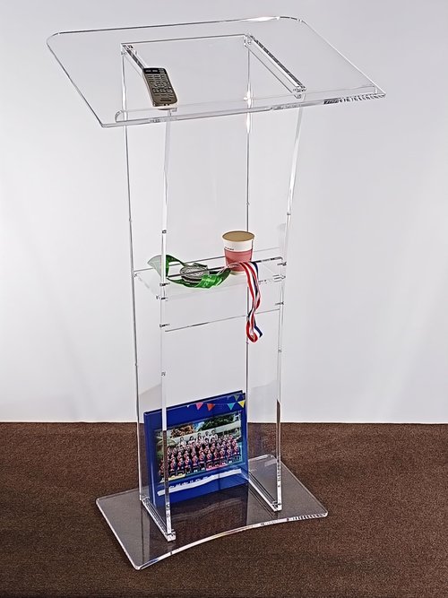 EastSideHX Portable Lectern Podium Stand with Storage Shelf,Acrylic Clear Pulpits for Speeches, Churches, Classrooms, Meeting Rooms,Wedding Ceremony Platforms and Exhibition Rooms