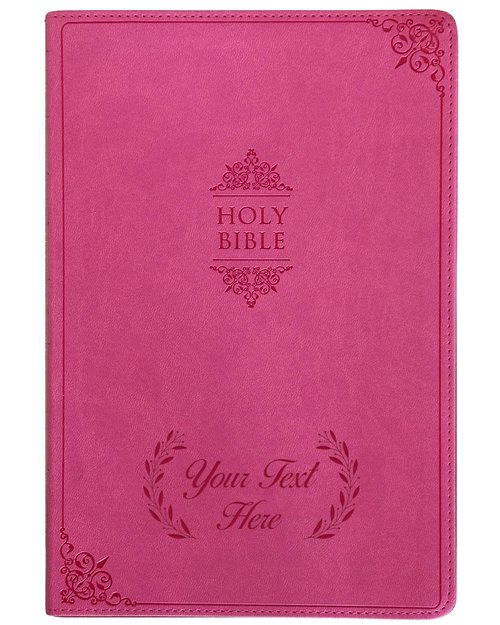 Personalized Gift Bible with Name Engraved, NIV Value Thinline, Large Print, New International Version, Custom Text & Design, Pink