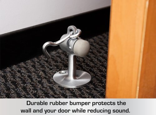 BRINKS Commercial - 6-Pack Floor Door Stop with Holder, Satin Chrome Finish - Non-Obtrusive Option to Protect Doors and Walls