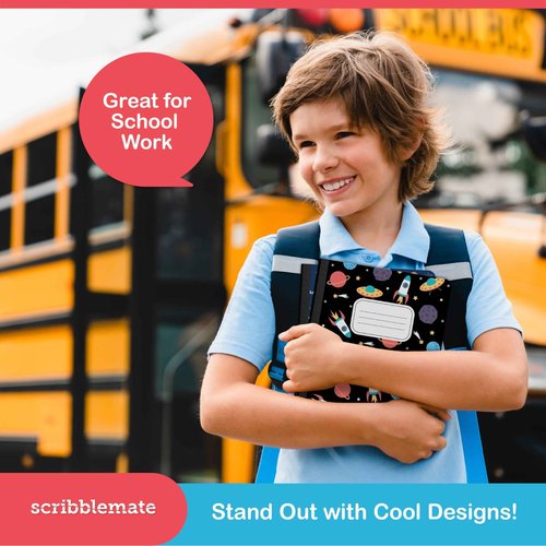 ScribbleMate Cute Composition Notebook Wide Ruled, Composition Notebpooks for Kids, Wide Ruled Composition Notebook for Boys and Girls. 100 Sheets 200 Pasges. 9.75” x 7.5” (12 Pack)