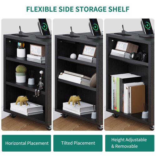 YITAHOME File Cabinet with Charging Station, Mobile Lateral Filing Cabinet with Lock for Home Office, Printer Stand with Open Storage Shelf, Fits A4, Letter, Legal Size Files, Office Furniture, Black