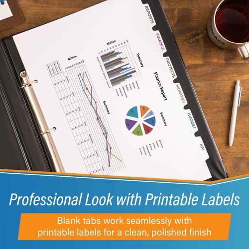 11x17 Binder Dividers with Tabs - 50pc White 5 Tabbed Inserts, Thick Card with 3 Pre-Punched Holes. Folder Index Dividers for Large Format Tabloid, Ledger Documents. Landscape, Horizontal Orientation