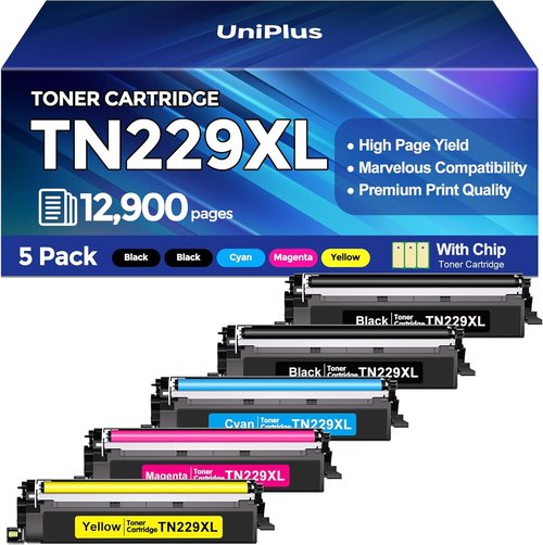 Brother TN229XL Toner Cartridges - 5 Pack for High-Volume Printing (12,900 Pages) | Compatible with HL-L3280CDW & MFC-L3780CDW
