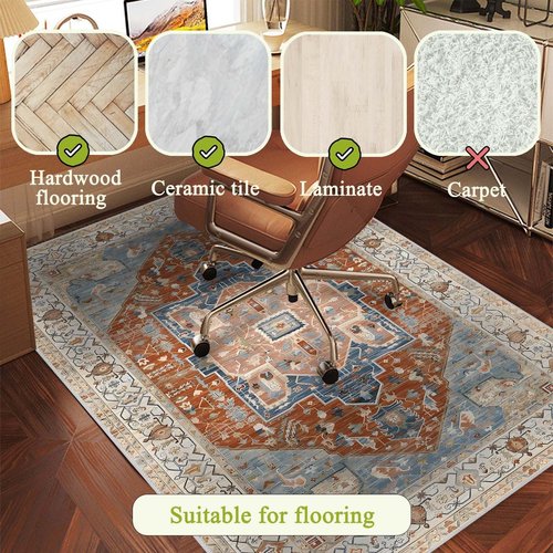 Fuzorise Office Chair Mat for Hardwood Floor,Desk Chair Mat for Rolling Chairs,Computer Gaming Chair Mat Rectangular Office Rug,Anti Slip Non-Curve Floor Protector for Home Office.(2.9ftx3.9ft)