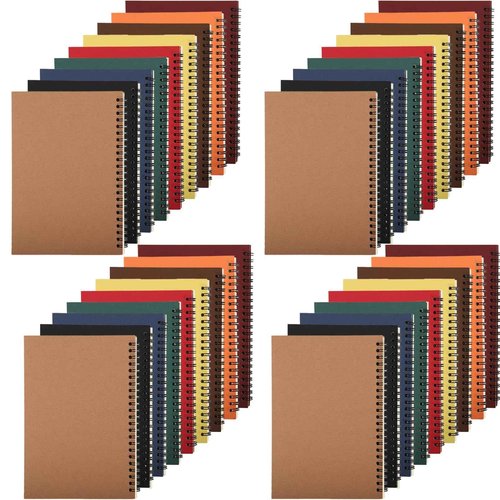 Dyrfolm 36 Pack Spiral Notebook Bulk,A5 Lined Notebooks,8.3 x 5.5 Inch Kraft Cover Notebook,College Ruled Journals Notebooks,Travel Writing Notebooks for Office Supplies,50 Sheets/100 Pages(9 Color)
