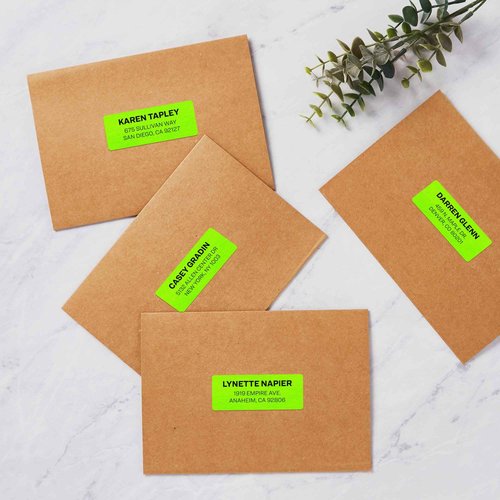 Avery Neon Address Labels with Sure Feed for Laser Printers, 1 x 2 5/8", 3,750 Green Stickers (5971)