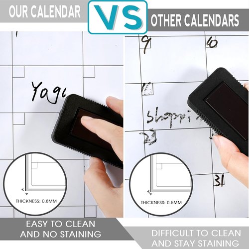 Magnetic Monthly Calendar by [Brand Name] - 17" x 12" Undated Fridge Planner with Erasable Blocks & 6 Markers