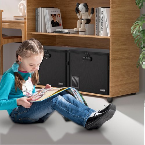 ELOBOON 5200 Fireproof Book Storage for 150-175 Comics, Water-Resistant & Moistureproof Stackable Box With Label Window and Lock, Sturdy Short Case With Fire Zipper, Black