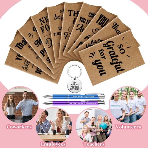 Yeaqee 180 Pcs Employee Appreciation Gifts Inspirational Notebooks Motivational Pens Thank You Keychains Thank You Gifts for Teacher Women Team Coworkers(Rustic)