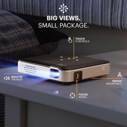 Kodak Luma 150 Wireless Mini Pico Projector - 1080p Support, Built-in Speaker, Rechargeable Battery, Travel Case Included