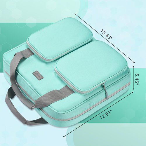 Soulgo 3 Inch Zipper Binder 3 Ring with Sturdy Shoulder Strap & Multi-pocket, Binder with Zipper Holds Up to 700 Sheets for Office School, Compatible with 13” Macbook Laptop ipad(Light Blue)