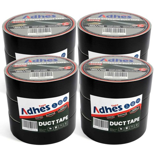 ADHES Heavy Duty Duct Tape, 16.5mil Fabric Tape, 12Rolls 1.88inch x 35yd, Waterproof, Tearable, Strong Adhesion for Repairs, Sealing & DIY Projects，All Weather,UV-Anti Multifunctional