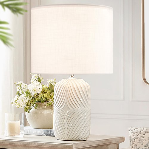 PIKOPIKO Set of 2 Pure White Linen Large Drum Lamp Shade 16" Top x 16" Bottom x 12" High (Spider) Contemporary Lamp Shades for Table Lamps & Bedside Lamps Replacement Lampshade In Hand Crafted