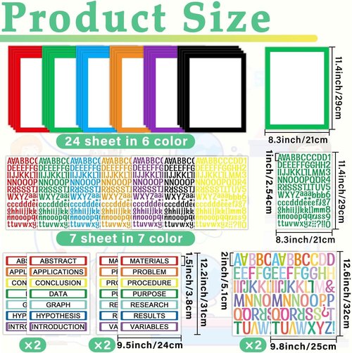 LonlyEagle Self-Adhesive Science Fair Board Supplies - 37 Colorful Sheets for Projects & Presentations