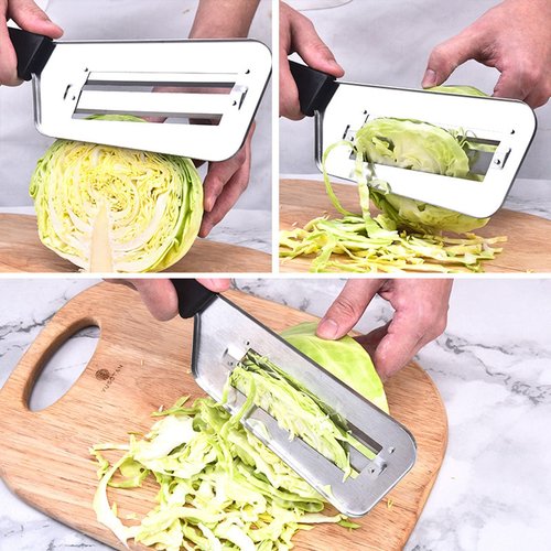 Stainless Steel Shredder Knife,Stainless Steel Dual Blade Julienne Cutter,Cabbage Shredder For Coleslaw,Multifunctional Vegetable Shredders For Sauerkraut,Coleslaw,Vegetables (Red)