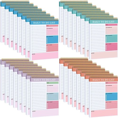 32 Pcs Daily to Do List Notepad Daily Planner with 52 Sheets Tear Off, Spiral to Do List Notebook Notepad Undated Bulk for Adults Kids Classroom Office Plan Work Schedule Checklist, 6.38 x 9.84 Inch