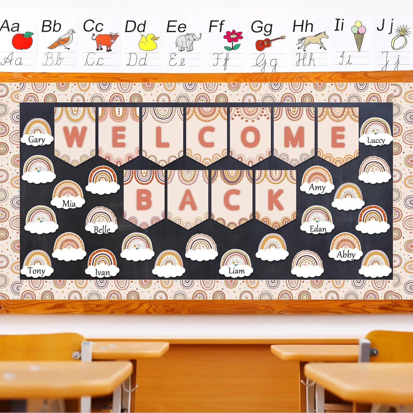 Boho Rainbow | Welcome Bulletin Board Decoration Set - Perfect for School & Classroom Use