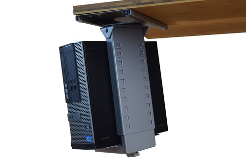 Uncaged Ergonomics CPU2 Adjustable Under Desk Mount, 360⁰ Swivel Steel CPU Holder PC Holder, Slide in & Out Standing Computer Mount PC Tower Stand Under Desk