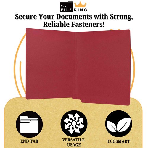 The File King End Tab Red File Folder - Letter Size | Box of 100 | Full Side Folder for Medical Charts & Office Filing | Space for Jacket Labeling | 11-Point Fiber Construction | Made in The USA