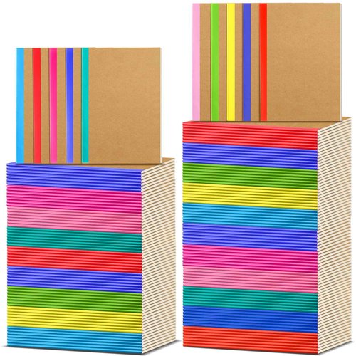 150 Pack A5 Kraft Notebooks 60 Pages Soft Cover Composition Notebooks Bulk Ruled Lined Travel Journals for Travelers, Students, Classroom, Home, Office, School Supplies, 5.8 x 8.3 Inch (Colorful)